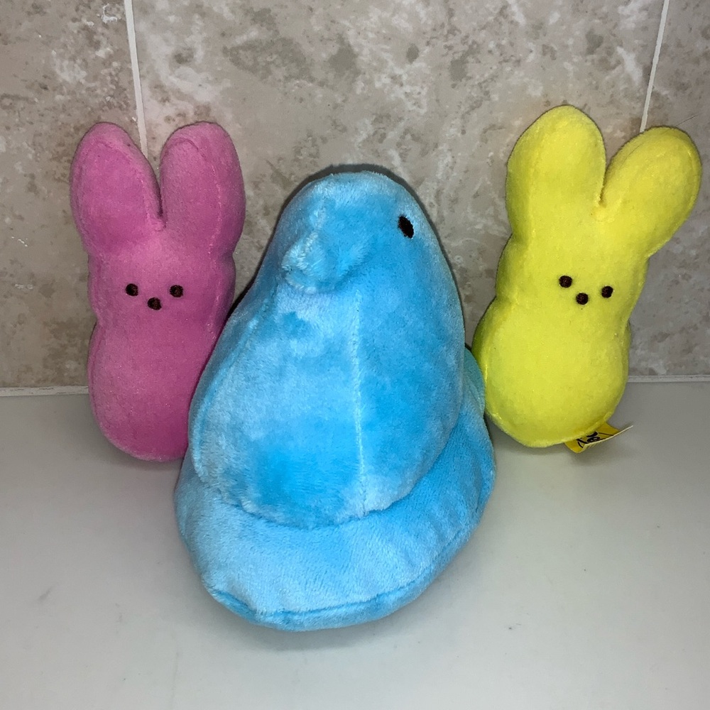 Peeps Plush Stuffed Animals Set -Blue, Pink, Yellow For Spring and Easter Basket - Picture 11 of 11